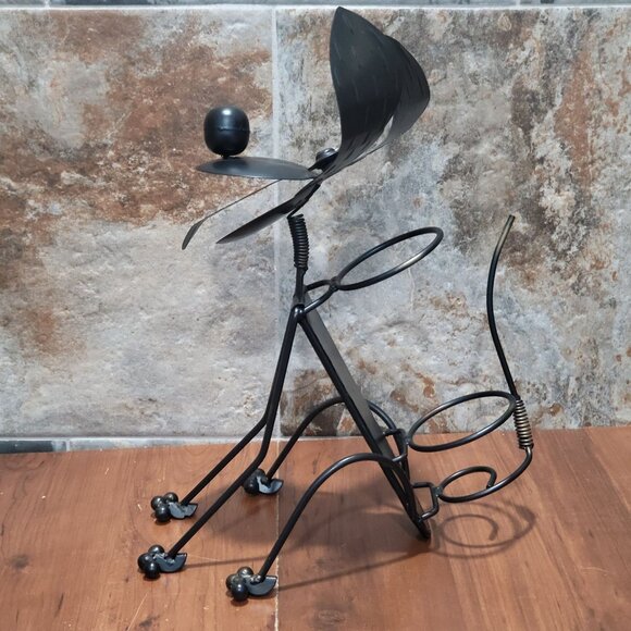 Metal Dog Wine Bottle Holder Floppy Eared Wagging Tail Decorative Puppy - Picture 12 of 12